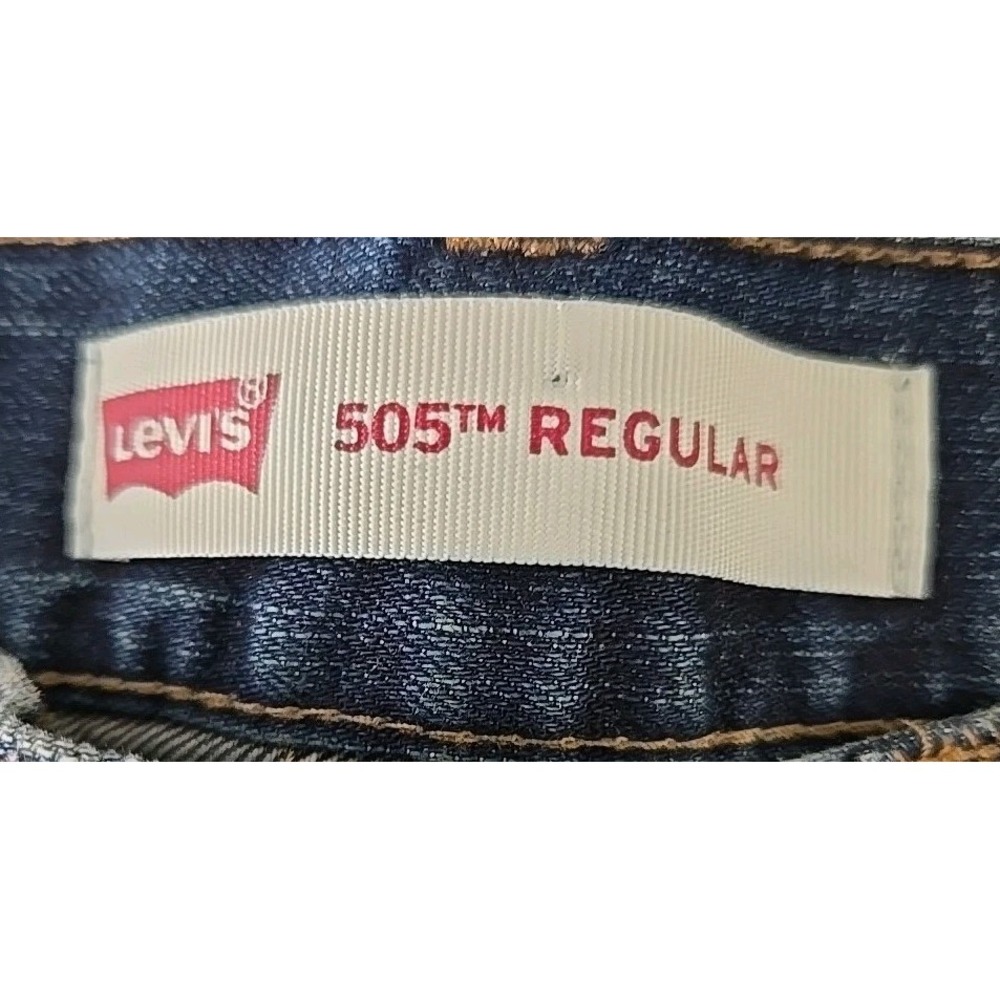 Levi's 505 Denim Shorts Youth 16 ‎ Dark Washed Blue Knee Length Pre Owned - Picture 3 of 7